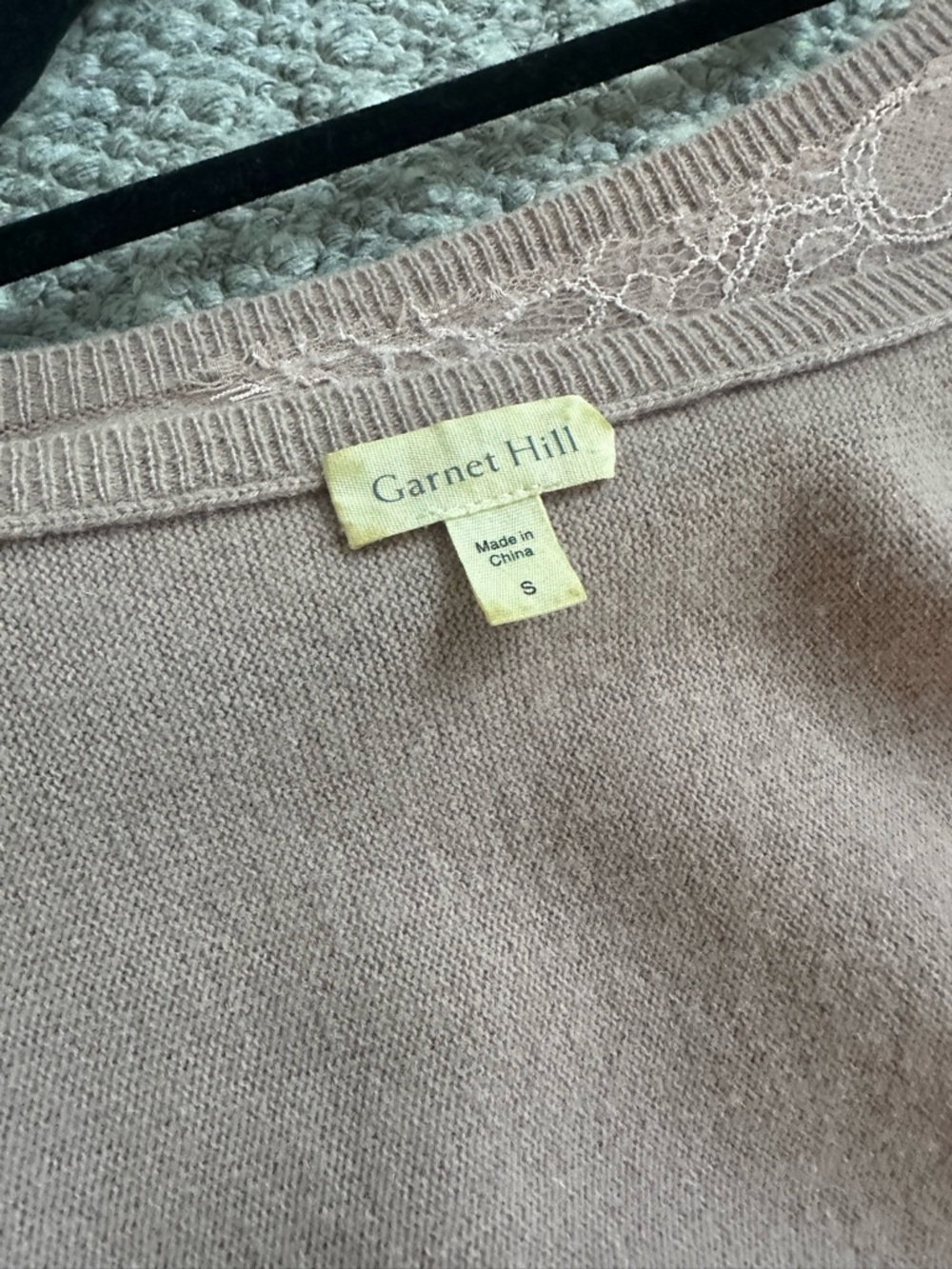 Garnet Hill Lace-Inlay Crew Sweater in Cashmere Blush - Picture 7 of 7